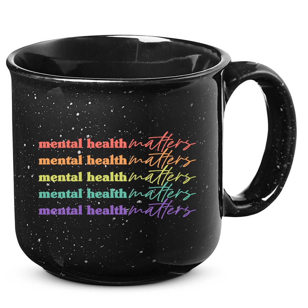 Colorful Retro Mental Health Matters 15oz Campfire Ceramic Mug