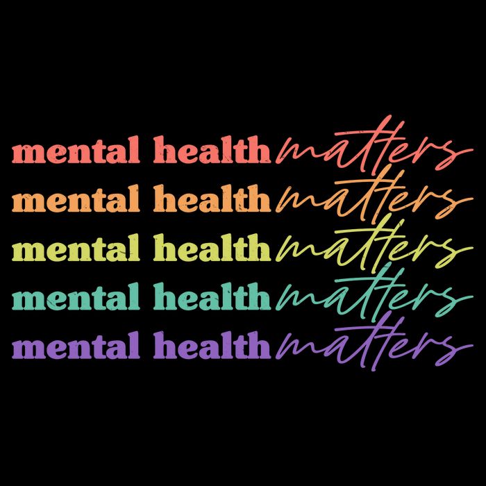 Colorful Retro Mental Health Matters Drawstring Bag