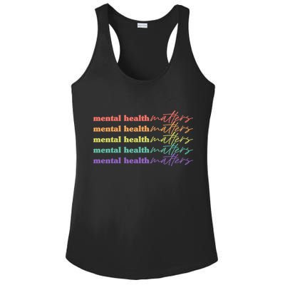 Colorful Retro Mental Health Matters Ladies PosiCharge Competitor Racerback Tank