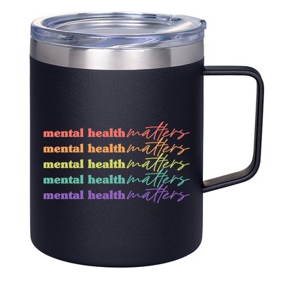 Colorful Retro Mental Health Matters 12oz Stainless Steel Coffee Mug