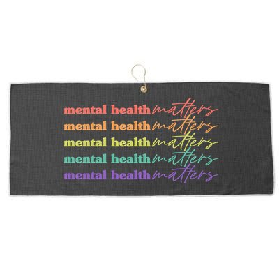 Colorful Retro Mental Health Matters Large Microfiber Waffle Golf Towel