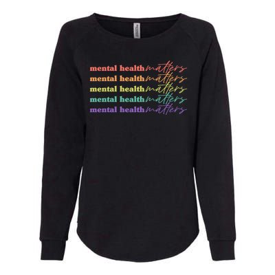 Colorful Retro Mental Health Matters Womens California Wash Sweatshirt