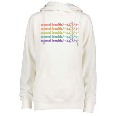 Colorful Retro Mental Health Matters Womens Funnel Neck Pullover Hood