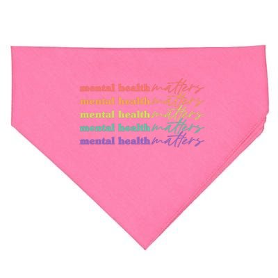 Colorful Retro Mental Health Matters USA-Made Doggie Bandana