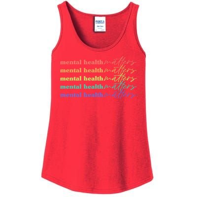 Colorful Retro Mental Health Matters Ladies Essential Tank