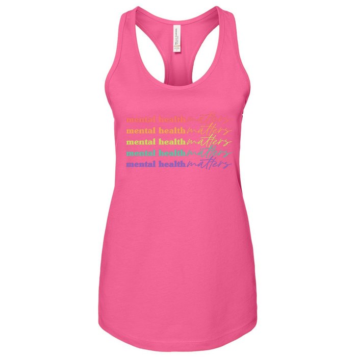 Colorful Retro Mental Health Matters Women's Racerback Tank