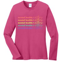 Colorful Retro Mental Health Matters Ladies Long Sleeve Shirt