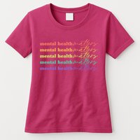Colorful Retro Mental Health Matters Womens T-Shirt