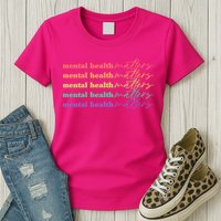 Colorful Retro Mental Health Matters Womens T-Shirt