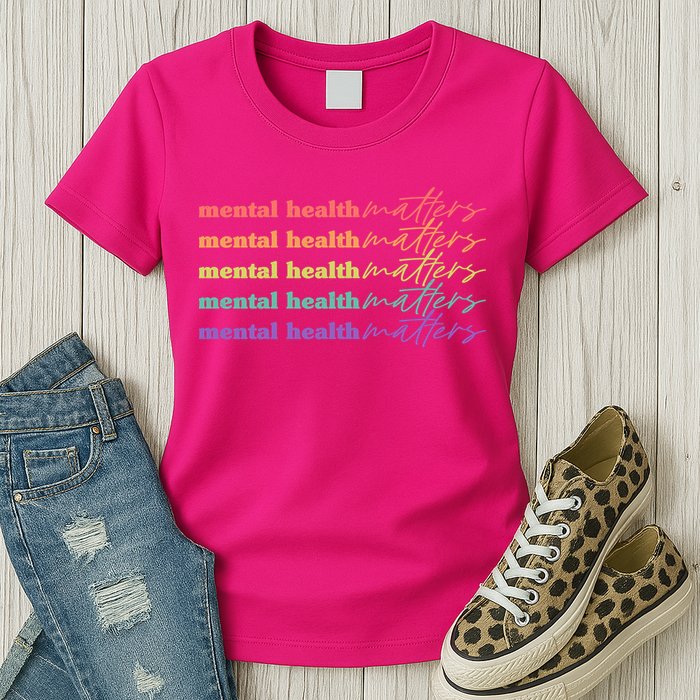 Colorful Retro Mental Health Matters Womens T-Shirt