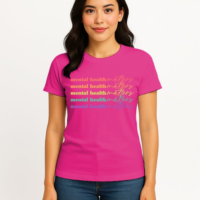 Colorful Retro Mental Health Matters Womens T-Shirt