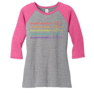 Colorful Retro Mental Health Matters Women's Tri-Blend 3/4-Sleeve Raglan Shirt