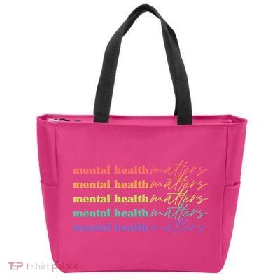 Colorful Retro Mental Health Matters Zip Tote Bag