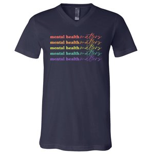 Colorful Retro Mental Health Matters V-Neck T-Shirt