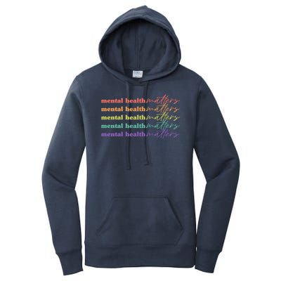 Colorful Retro Mental Health Matters Women's Pullover Hoodie