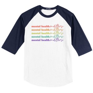 Colorful Retro Mental Health Matters Baseball Sleeve Shirt