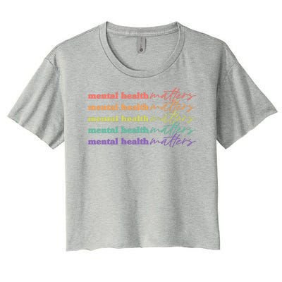 Colorful Retro Mental Health Matters Women's Crop Top Tee