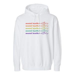 Colorful Retro Mental Health Matters Garment-Dyed Fleece Hoodie