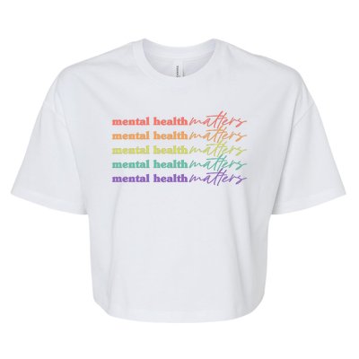 Colorful Retro Mental Health Matters Bella+Canvas Jersey Crop Tee