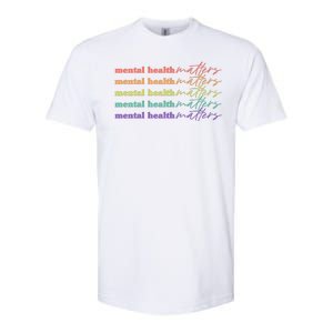 Colorful Retro Mental Health Matters Softstyle CVC T-Shirt