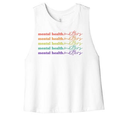 Colorful Retro Mental Health Matters Women's Racerback Cropped Tank