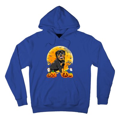 Cute Rottweiler Moon Pumpkin Halloween Dog Lover Gift Hoodie