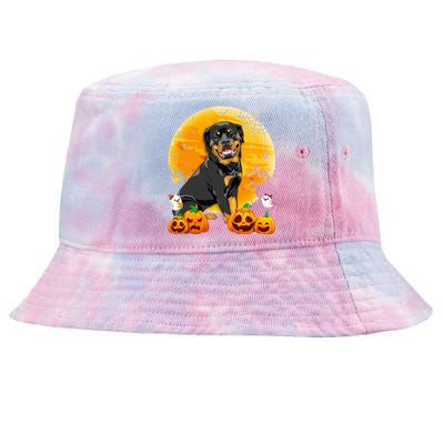 Cute Rottweiler Moon Pumpkin Halloween Dog Lover Gift Tie-Dyed Bucket Hat