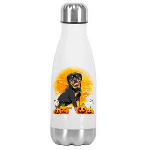 Cute Rottweiler Moon Pumpkin Halloween Dog Lover Gift Stainless Steel Insulated Water Bottle