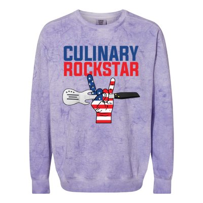 Culinary Rockstar Merica Flag Funny Chef Cook Culinary Lover Gift Colorblast Crewneck Sweatshirt