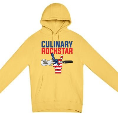 Culinary Rockstar Merica Flag Funny Chef Cook Culinary Lover Gift Premium Pullover Hoodie