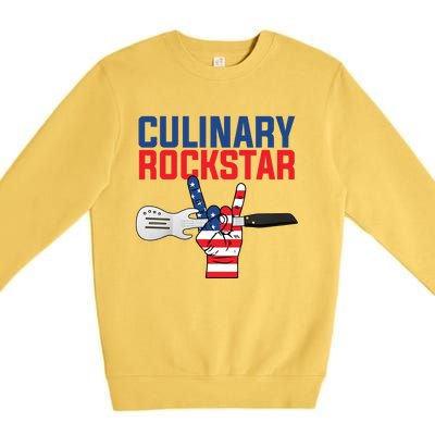 Culinary Rockstar Merica Flag Funny Chef Cook Culinary Lover Gift Premium Crewneck Sweatshirt