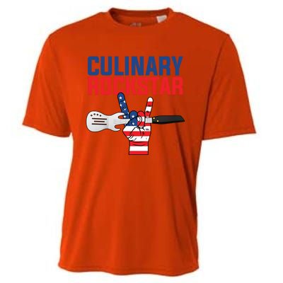 Culinary Rockstar Merica Flag Funny Chef Cook Culinary Lover Gift Cooling Performance Crew T-Shirt