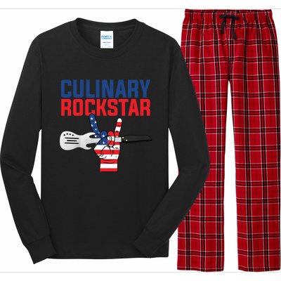 Culinary Rockstar Merica Flag Funny Chef Cook Culinary Lover Gift Long Sleeve Pajama Set