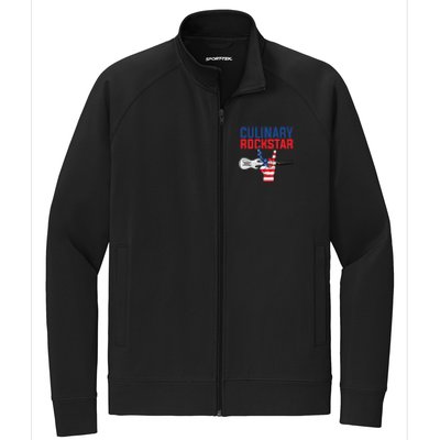 Culinary Rockstar Merica Flag Funny Chef Cook Culinary Lover Gift Stretch Full-Zip Cadet Jacket