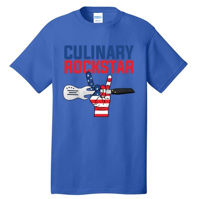 Culinary Rockstar Merica Flag Funny Chef Cook Culinary Lover Gift Tall T-Shirt