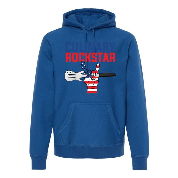 Culinary Rockstar Merica Flag Funny Chef Cook Culinary Lover Gift Premium Hoodie