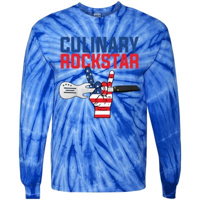 Culinary Rockstar Merica Flag Funny Chef Cook Culinary Lover Gift Tie-Dye Long Sleeve Shirt