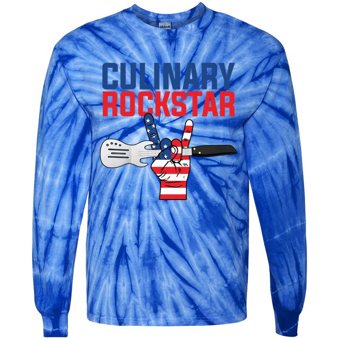 Culinary Rockstar Merica Flag Funny Chef Cook Culinary Lover Gift Tie-Dye Long Sleeve Shirt