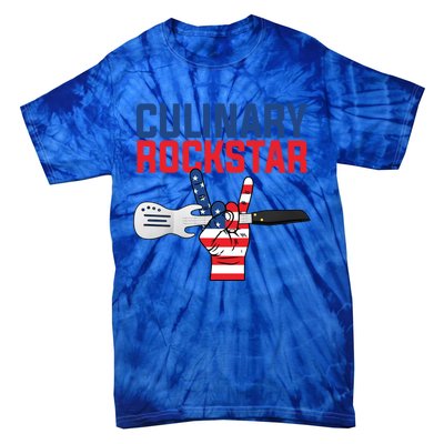 Culinary Rockstar Merica Flag Funny Chef Cook Culinary Lover Gift Tie-Dye T-Shirt