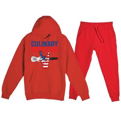 Culinary Rockstar Merica Flag Funny Chef Cook Culinary Lover Gift Premium Hooded Sweatsuit Set