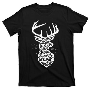 Christmas Reindeer Names Cute Holiday Rudolph T-Shirt