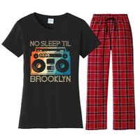 Cool Retro No Sleep Til Brooklyn Old School Portable Stereo Women's Flannel Pajama Set