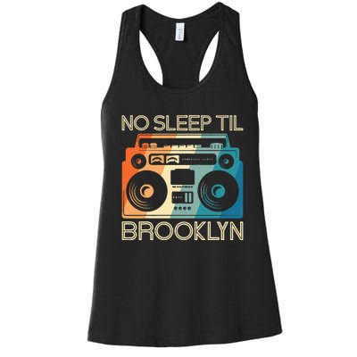 Cool Retro No Sleep Til Brooklyn Old School Portable Stereo Women's Racerback Tank