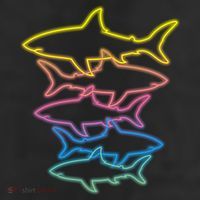 Colorful Retro Neon Sharks Cool Comfort Performance Bucket Hat