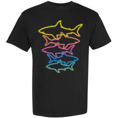 Colorful Retro Neon Sharks Garment-Dyed Heavyweight T-Shirt