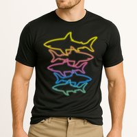 Colorful Retro Neon Sharks Performance Shirt