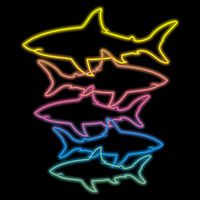 Colorful Retro Neon Sharks Performance Shirt
