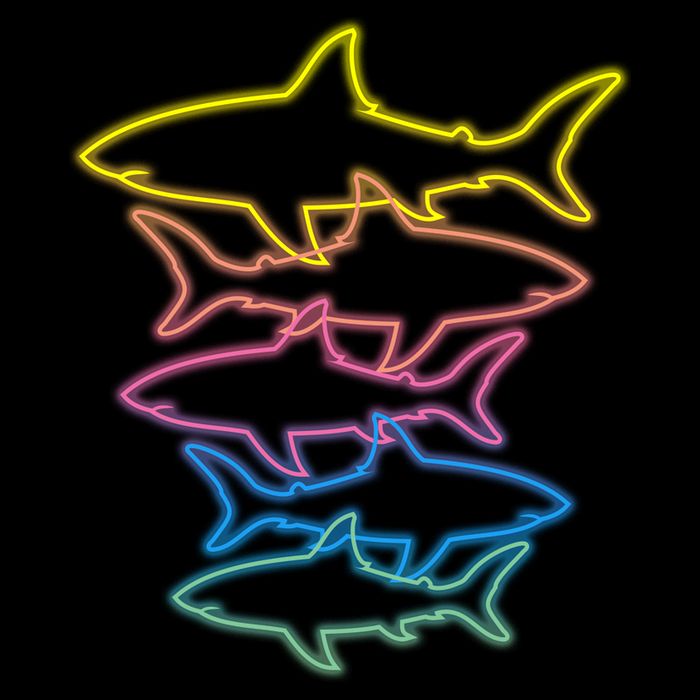Colorful Retro Neon Sharks Performance Shirt