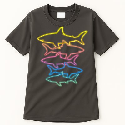 Colorful Retro Neon Sharks Tall T-Shirt