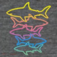 Colorful Retro Neon Sharks Tall T-Shirt